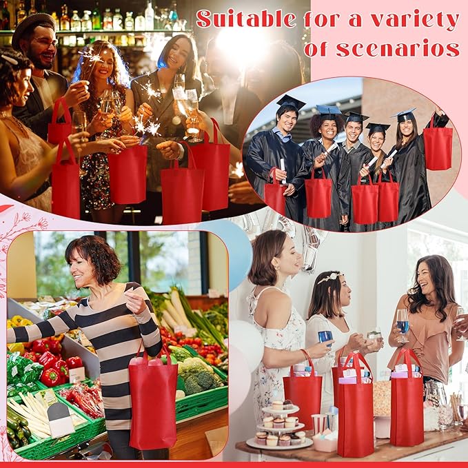 Windyun Reusable Grocery Bags Large Non Woven Shopping Bags with Handle Foldable Portable Tote Carryall Bulk 11.8x6x13.8 Inch