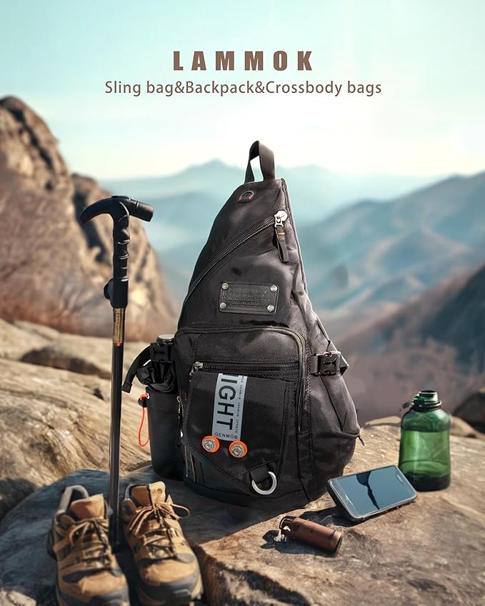 Large Sling Backpack, Sling Chest Bag Shoulder Crossbody Daypacks Fits 14.1-Inch Laptop for Travel Outdoor Men Women