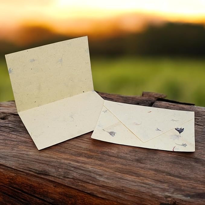 Kathmandu Valley Co. Nepali Cherish Greeting Card & Envelope Deluxe Box Set with Handmade Lokta Paper from Nepal, 25 Cards (Cornflower)