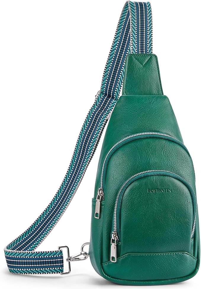 BOSTANTEN Sling Bag for Women Leather Crossbody Bag Vintage Cross Body Purse for Travel with Guitar Strap, Bohemian Style