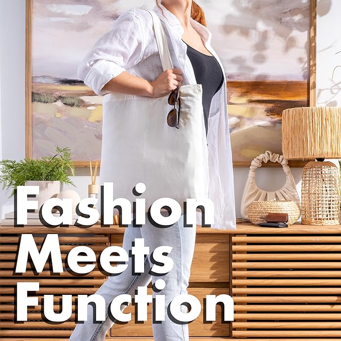 Carrywell |Not Made In China| 24 Pack Cotton Tote Bags, Lightweight Reusable Grocery Shopping Bag, Blank Bulk Cloth Totes with Handles, Great For Custom Screen Print and Gifts (15"x16")