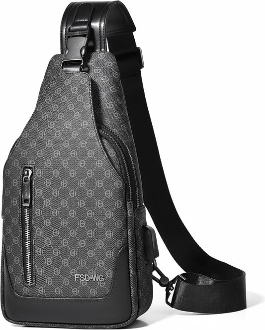 FSD. WG sling Backpack for Men Chest Bag Crossbody Shoulder Bags Travel Hiking Bag Purse for Men with Water Resistant