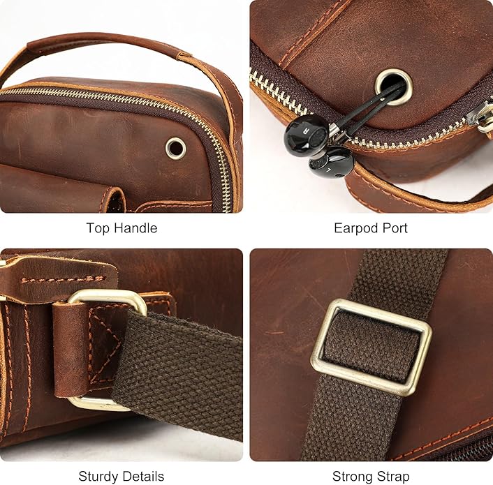 NIUCUNZH Genuine leather man purse mens crossbody sling bag small messenger shoulder Satchel