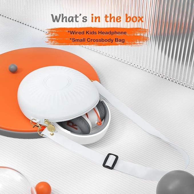 Kids Wired Headphones with Microphone, Volume Limited to 85/94dB Earphone for Boys & Girls, Foldable 3.5mm Jack Headset for School & Travel, Includes Portable Case