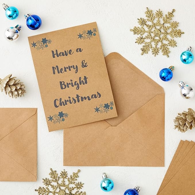 Best Paper Greetings 50 Pack Blank Cards and Envelopes 5x7, Kraft Paper A7 Notecards for DIY Open When Letters, Wedding Invitations, Birthday Cards