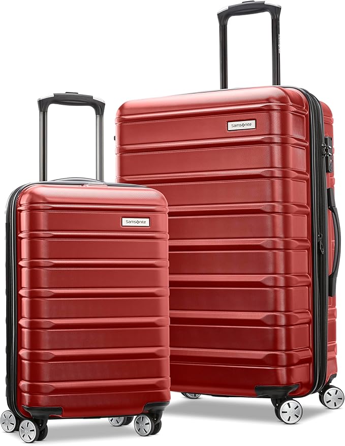 Samsonite Omni 2 Hardside Expandable Luggage with Spinner Wheels, 2-Piece Set (19/24), Arrow Red