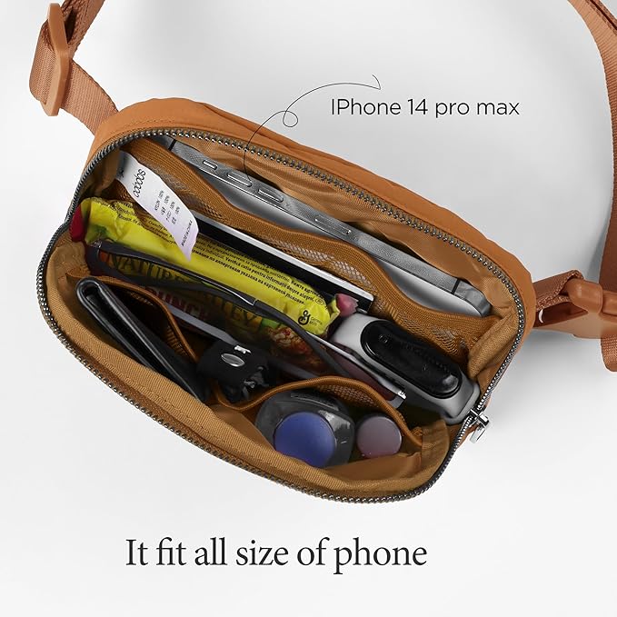 ODODOS Unisex Mini Belt Bag with Adjustable Strap Small Fanny Pack for Workout Running Traveling Hiking, Sugar Almond