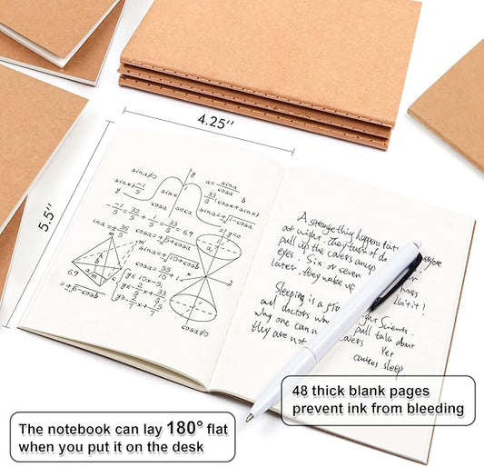 feela 170 Pack Blank Kraft Notebooks, Unlined Sketchbook Mini Cute Note Pad for Drawing Writing, Journal Bulk For Kids Students Office School Supplies, A6, 48 Pages, 4.25” X 5.5”, Brown