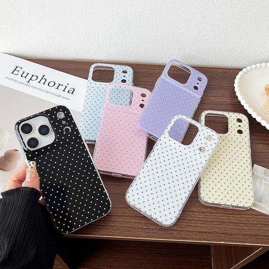 Compatible with iPhone 17 Pro Case, Fashion Cute Aesthetic Polka Dot Phone Case for Women, Shockproof Slim Soft TPU and Hard PC Protective Phone Cover for iPhone 17 Pro 6.3", Purple