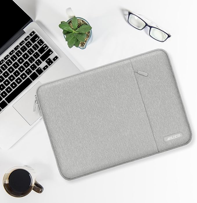 MOSISO Laptop Case 16 inch, 15-15.6 inch Laptop Sleeve Compatible with MacBook Pro 16 M4 M3 M2 M1, HP Acer Dell Lenovo ASUS Notebook, Polyester Vertical Computer Sleeve Bag with Pocket, Gray
