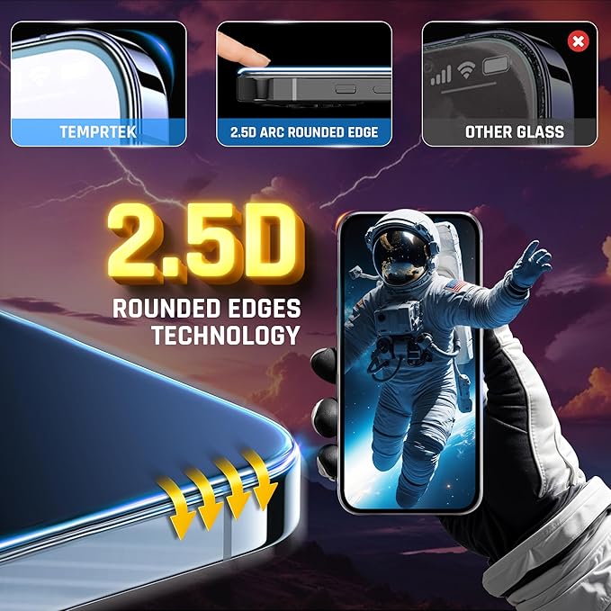 TEMPRTEK+ 2 Pack for iPhone 16 Pro Max Privacy Screen Protector Glass -16 Pro Max Screen Protector Privacy 9H Military Grade Scratch Fingerprint Resistance Anti-Glare Easy Installation Bubble Free