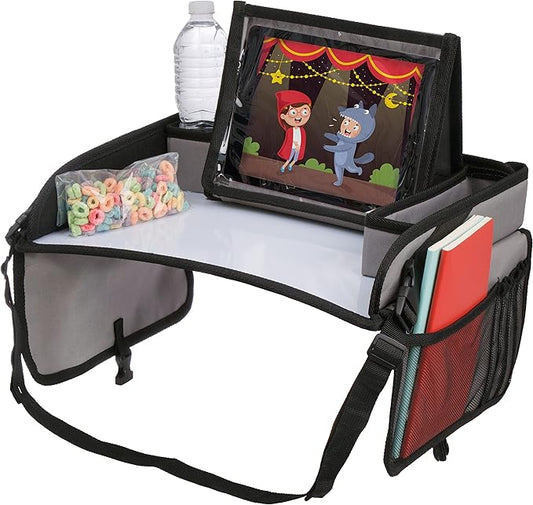 Lusso Gear Lap Tray for Toddler and kids, Table Tray for Travel, Car Seat, Airplane, Desk Essential Accessories and Road Trip Activities (Gray)