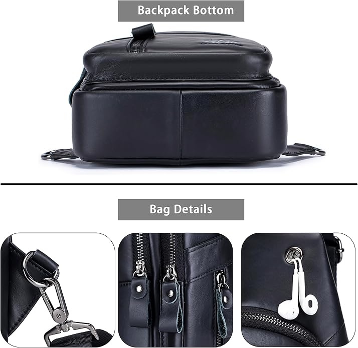 LUKZIJAES Genuine Leather Sling Bag for Men