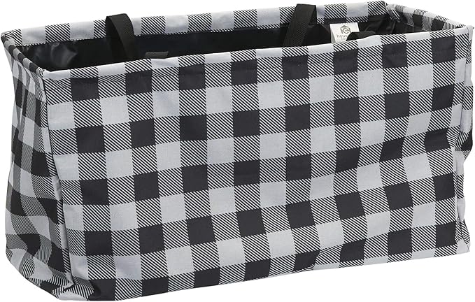 Household Essentials Large Canvas Utility Tote Bag with Handles | Collapsible Storage Basket for Laundry, Groceries, College, Beach, Car & More | Water-Resistant Lining | 11"x22"x13"