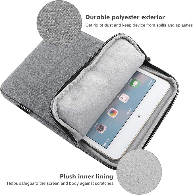 MoKo 9-11 Inch Tablet Sleeve Bag Carrying Case Fits New 11inch iPad Air M3, iPad A16 2025, iPad Pro 11 M4, Air 5/4/3, iPad 10/9/8th Gen, Tab S8/S9 11", Light Gray