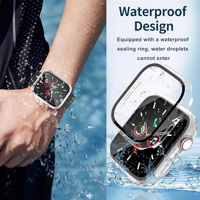 Waterproof Case for Apple Watch Series SE2 SE 6 5 4 40mm, Built-in Screen Protector with Tempered Glass [Touch Sensitive] Cover for iWatch S6/S5/S4/SE 40mm, Clear