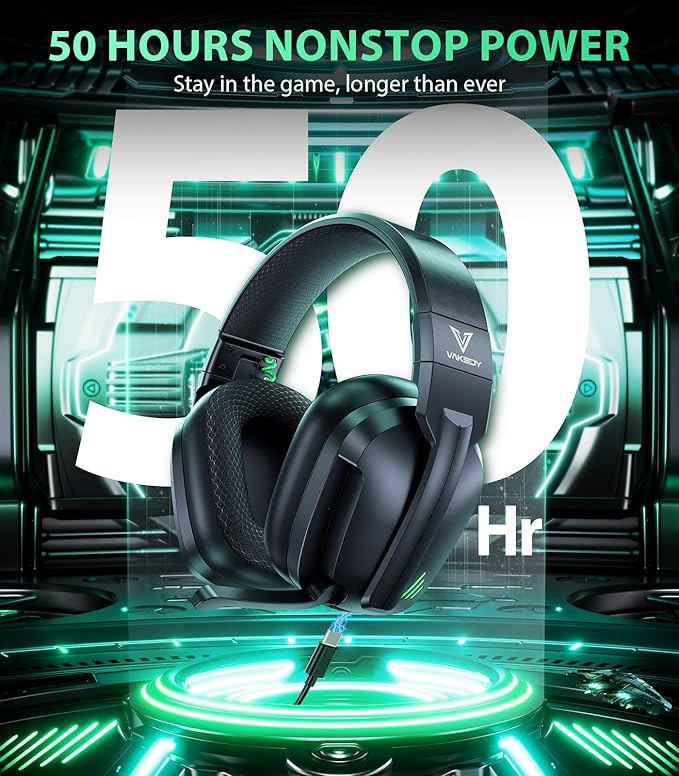 HW11 Wireless Gaming Headset for PS5,PS4,PS4 Pro, Switch,Mac,Bluetooth 5.3 Gaming Headphones with Noise Canceling Mic,Gamer Headphones for PC,50Hr Battery (Black)