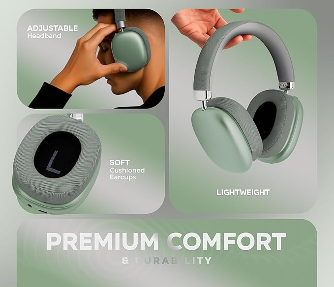 P959 Wireless Gaming Earbuds – Bluetooth 5.3 Stereo Headphones with Mic, Touch Controls, Long Battery, IPX6 Waterproof, Ergonomic for Music, Sports & Travel (Green)