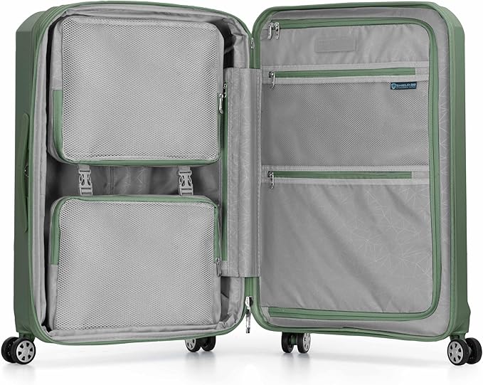 Traveler's Choice Pagosa Indestructible Hardshell Expandable Spinner Luggage, Green, 2-Piece Set (22/26)