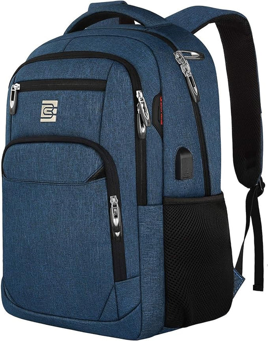 17 Inch Laptop Backpack, Business Anti Theft Slim Durable Laptops Backpack with USB Charging Port, Water Resistant College Computer Bag Gifts for Men & Women Fits 15.6 Inch Notebook-Blue