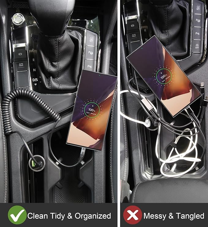 2Pack Coiled USB C to USB C Charger Cable for Car, Type C Fast Charging USBC Charger Cord Compatible with 17/1615/15 Plus/15 Pro/15 Pro Max/Samsung Galaxy S23