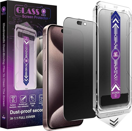 CHISHA 2-Pack Matte Privacy Screen Protector for iPhone 16 Pro Max 6.9-Inch, Auto Dust Removal, No Bubbles,Anti-Spy Tempered Glass Film, Easy Installation