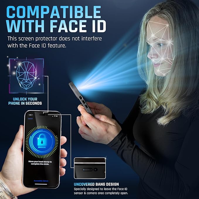TEMPRTEK+ for iPhone 16e/13/13 Pro/14 Privacy Glass Screen Protector 2 Pack (9H+ Military Grade 3X Protection) Long Last Shatterproof Tempered Glass-Anti Scratch/Fingerprint [Full Coverage] Anti-Spy