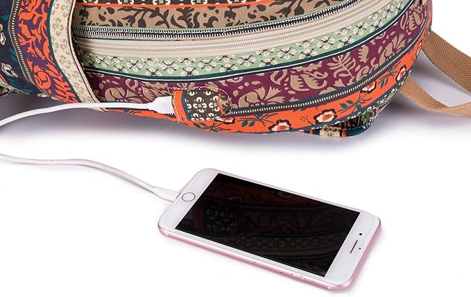 Kinmac New Bohemian Laptop Backpack with Massage Cushioned Straps Travel Outdoor Backpack for Laptop Up to 15.6 Inch