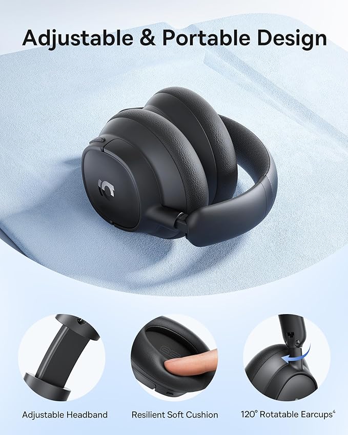Baseus Bass BH1 NC Adaptive Active Noise Cancelling Headphones, Real-Time Adaptive Hybrid ANC, SuperBass 2.0, LDAC Hi-Res Sound, 80H Playtime, 5-Mic AI Clear Calls, Comfortable Fit, Bluetooth 6.0