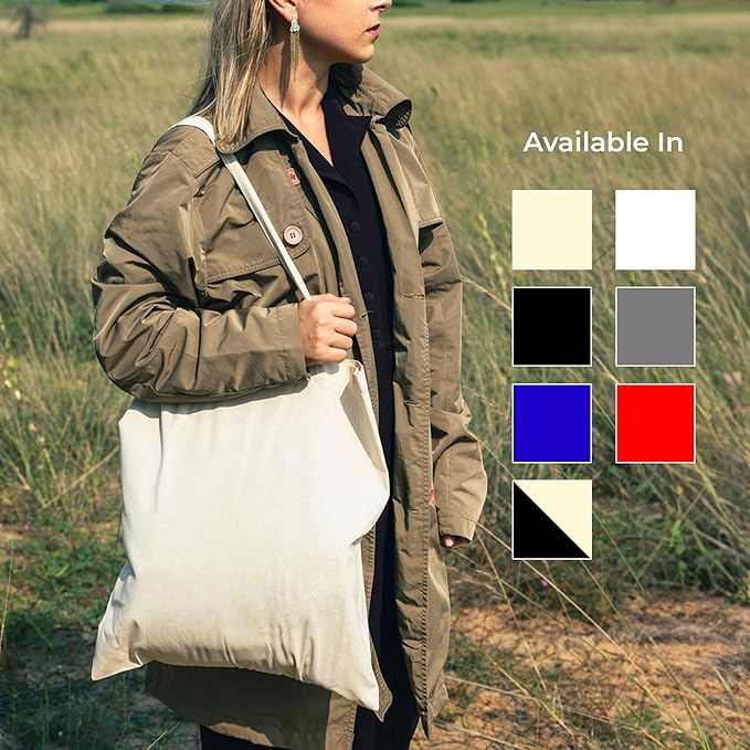 Salt Earth Pack of 5 | 6 | 12 | 24 | 48 – 100% Cotton Reusable Tote Bags – Bulk Grocery, Shopping, DIY, Beach & Gift Use