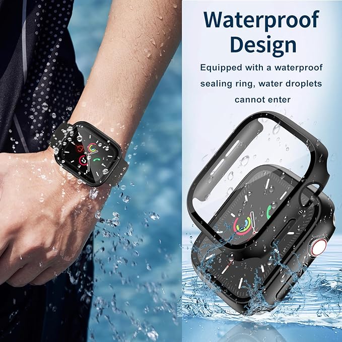 Waterproof Case for Apple Watch Series 3/2/1 42mm, Built-in Screen Protector with Tempered Glass [Touch Sensitive] Cover for iWatch S3/S2/S1 Accessories 42mm, Black