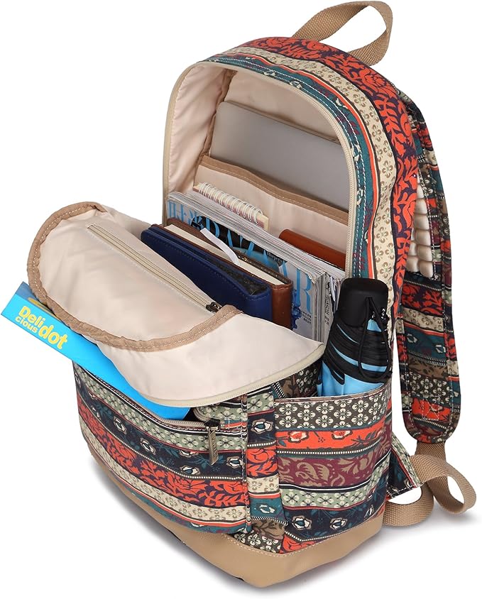 Kinmac New Bohemian Laptop Backpack with Massage Cushioned Straps Travel Outdoor Backpack for Laptop Up to 15.6 Inch