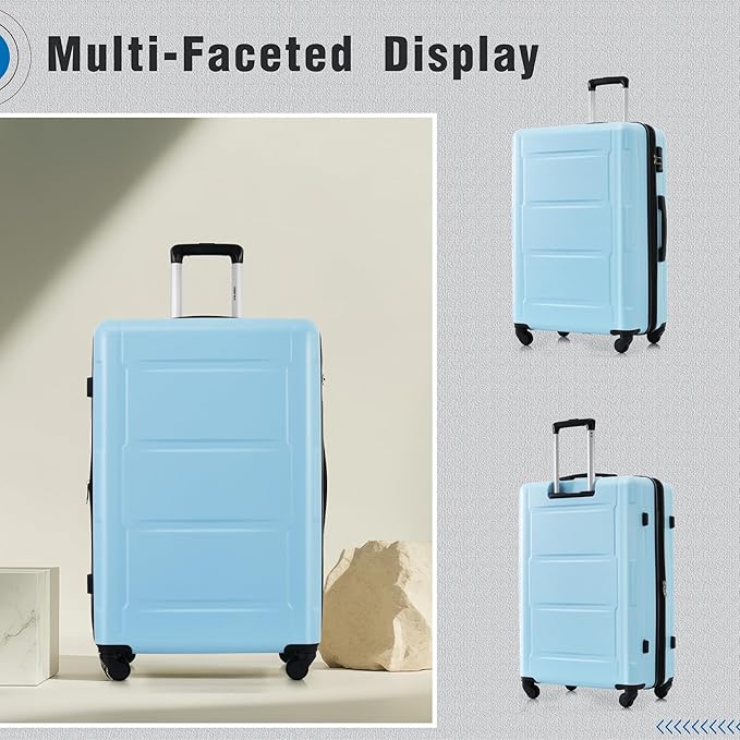 Merax Luggage Set 2 Piece Suitcase Sets with Spinner Wheel,Lightweight Hardside Expandable Travel Laggage with TSA Lock,Suitcase with Travel Bag(20"/24",Baby Blue)