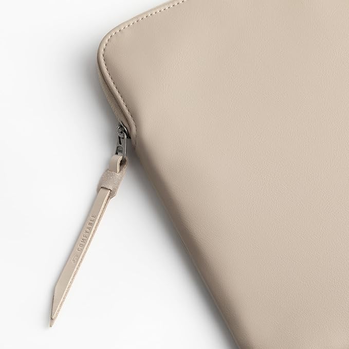 Comfyable Leather Laptop Sleeve Compatible with 16 Inch MacBook Pro M4 2024 & 15 Inch MacBook Air M4 M3 M2 2025, Dark Beige