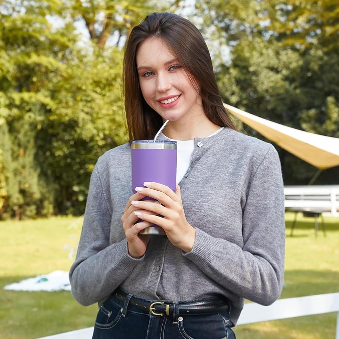 MEWAY 30oz Tumbler Double Wall Vacuum Insulated Travel Mug, Stainless Steel Tumbler with Lid, Durable Powder Coated Insulated Coffee Cup for Cold & Hot Drinks (Purple,1 PACK)