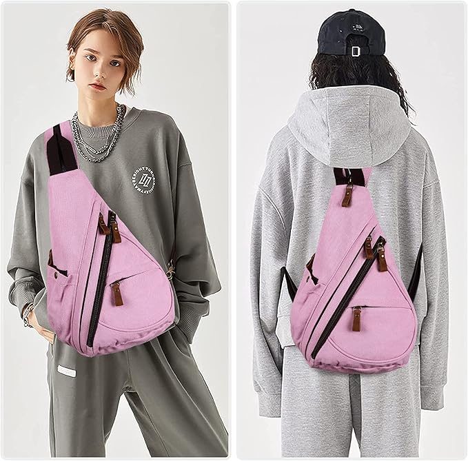 HuxFam Canvas Sing Bag for Women Crossbody Bags Backpack Purse Rucksack Small Casual Daypack