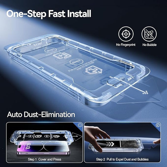 SMARTDEVIL 2+2Pack Privacy Screen Protector for iPhone 14 Pro with Camera Lens Protector,Shatterproof Tempered Glass [True 28°Anti Spy] [9H Hardness] [Automatic Dust-Elimination Install][Bubble Free]