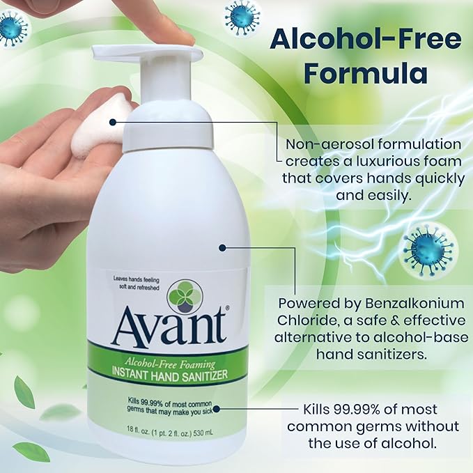 Avant® Alcohol-Free Foaming Hand Sanitizer, 18 oz Bottle 2-Pack bulk