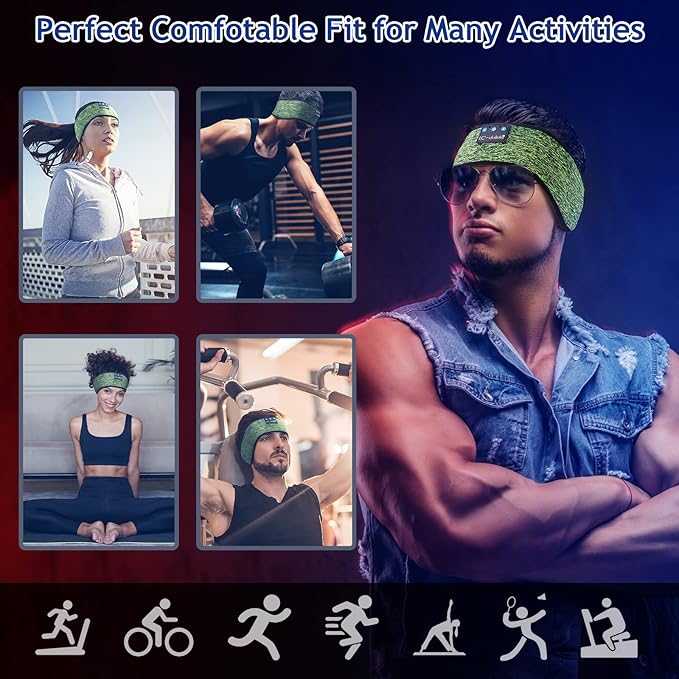 LC-dolida Sleep Headphones Bluetooth Headband Sleeping Wireless Headband Headphones with Thin HD Stereo Speakers Perfect for Side Sleepers, Sport, Yoga, Travel