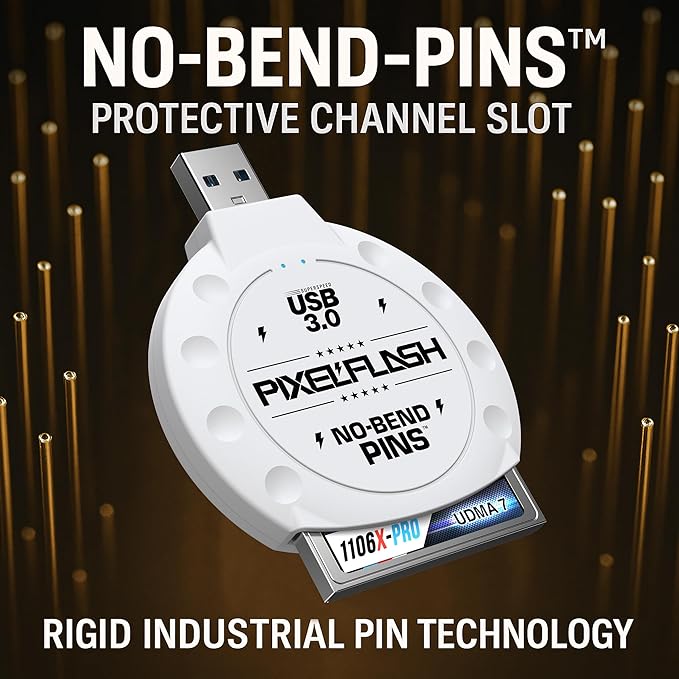 PixelFlash CF Card Reader (White) - Compact Flash Memory Card Adapter with USB 3.0, 5GB/s File Transfer, No-Bend Pins, Supports UDMA-7, Anti-Slip & Anti-Scratch, Compatible with Most Brands & OS