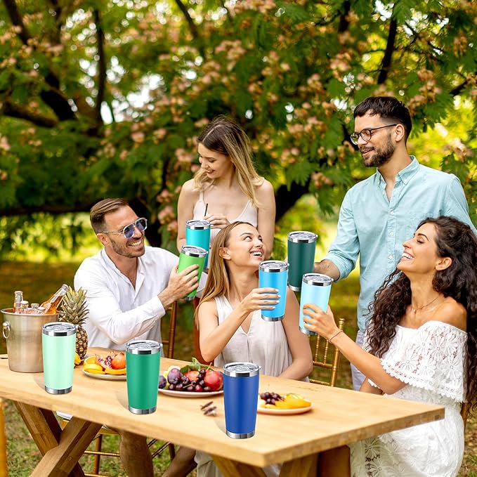 Sieral 36 Packs Stainless Steel Tumbler Bulk with Lid Vacuum Double Wall Insulated Travel Coffee Mug Powder Coated Tumbler Cup for Graduation Wedding Christmas Birthday Party(Cool Color, 20 oz)