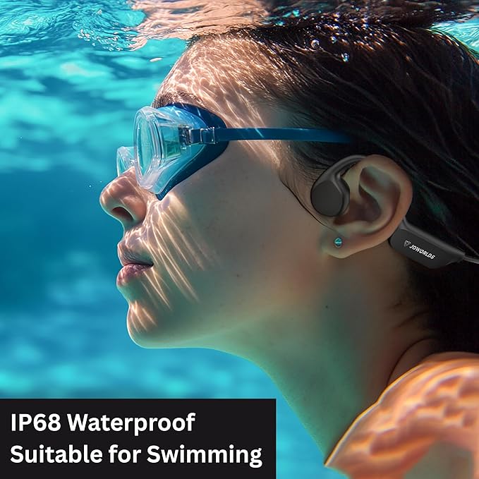 Open Ear Headphones Wireless Bluetooth, IP68 Waterproof Bone Conduction Headphones Bluetooth, Earphones Wireless Bluetooth, Sports Headphones for Running Swimming, 10 Hours Continuous Music