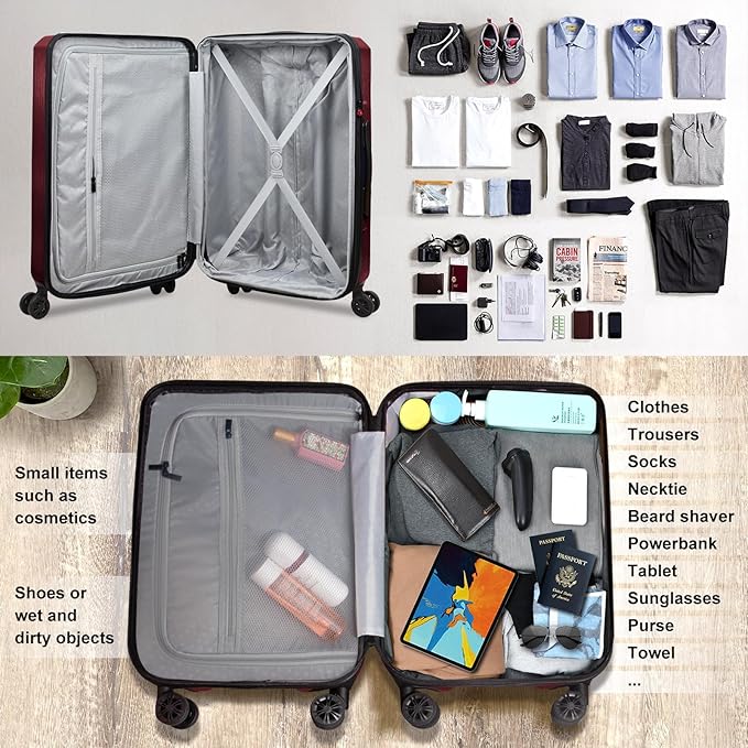 Verdi Hardside Expandable Luggage Set Carry-On/Checked Suitcase with Spinner Wheel