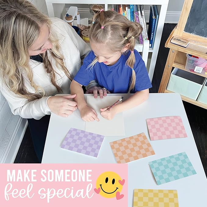 Hadley Designs Blank Cards and Envelopes 4x6-24 Blank Note Cards with Envelopes, Notecards Stationery Sets, Notecards Bulk, Stationary Sets, Note Paper Stationery, Checker Pretty Stationary