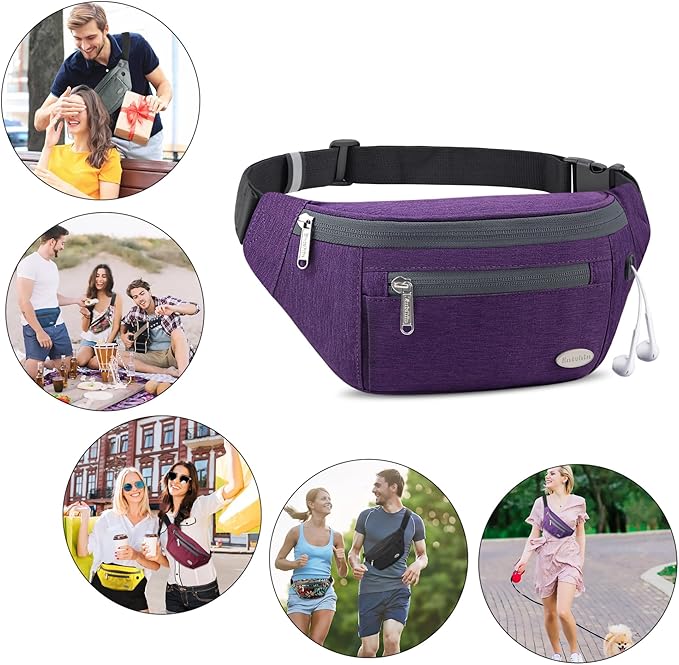 Entchin Fanny Pack for Women Men,Crossbody Belt Bag with 4-Zipper Pockets,Adjustable Waist Bag Pack,One of the Most Popular Travel Essential Gifts for Walking,Traveling,Cycling