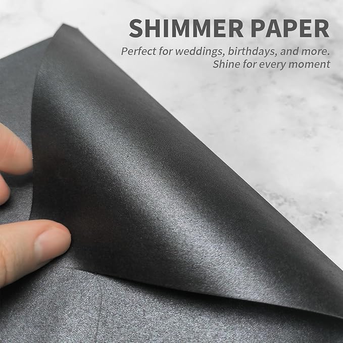 YINUOYOUJIA 50 PCS Pearl Black Envelopes A7,5 x 7 Black Shimmer Envelopes for Invitation,Perfect for Wedding Invitation Cards,Birthday RSVP Invite,5.25 x 7.25 inches