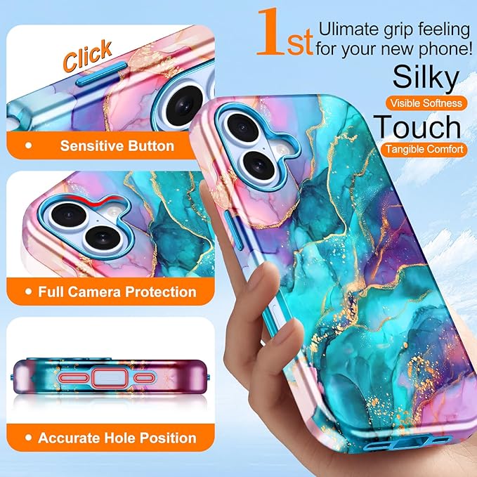 Btscase for iPhone 17 Case [Compatible with Magsafe] [Military-Grade Drop Protection] Slim Anti-Scratch Smooth Touch TPU Bumper Shockproof Magnetic Phone Case for Women Girls Men, Blue