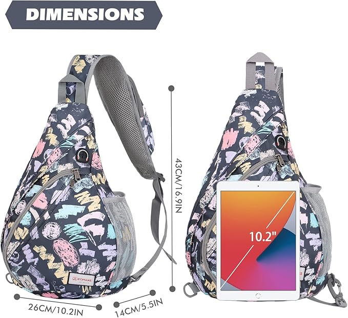 ZOMAKE Sling Bag,Small Crossbody Sling Backpack,Water Resistant Shoulder Daypack for Travel,Anti Thief Chest Bag for Hiking(Graffiti Black)