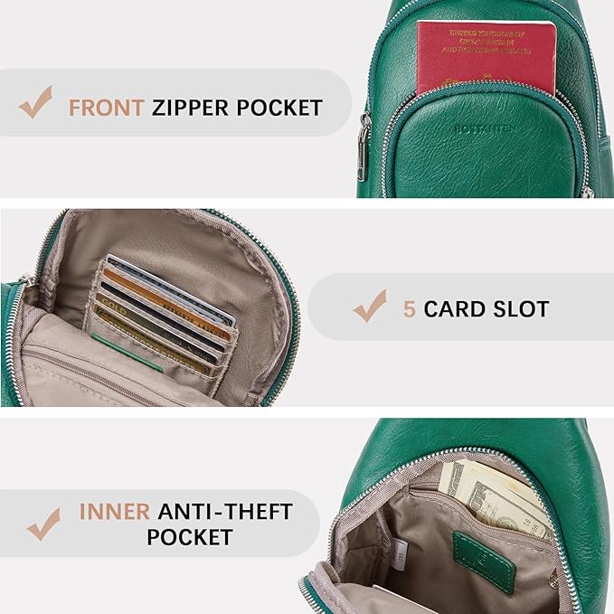 BOSTANTEN Sling Bag for Women Leather Crossbody Bag Vintage Cross Body Purse for Travel with Guitar Strap, Bohemian Style