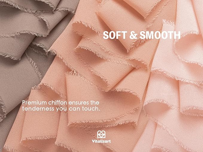 Vitalizart Dusty Rose Handmade Chiffon Silk Ribbon Fringe 1.5" x 21 Yd Frayed Edges Brown Ribbons for Wedding Invitations Bridal Bouquets Gifts Wrapping Crafts Holiday Party Decorations Nude Pink